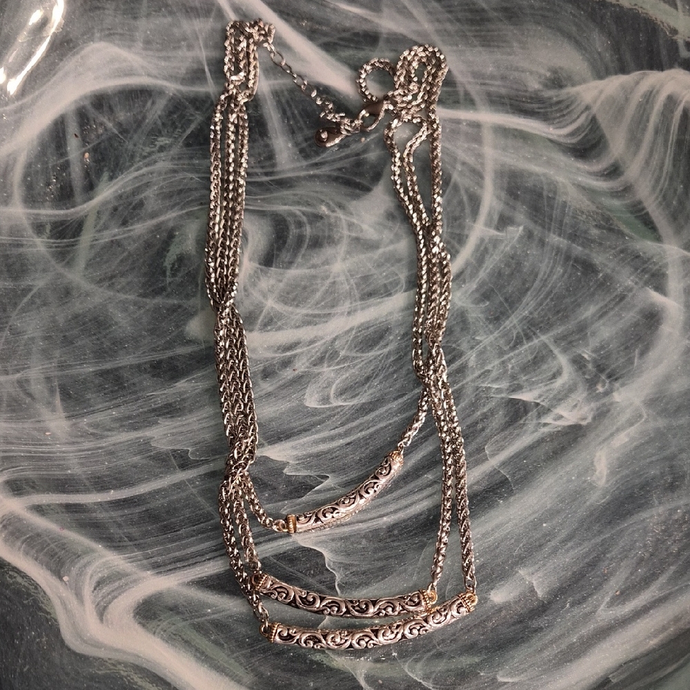 Elegant Silver Layered Necklace